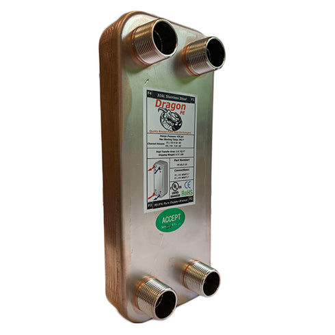 10 Brazed Plate 5x12 Heat Exchanger 20,000 BTU