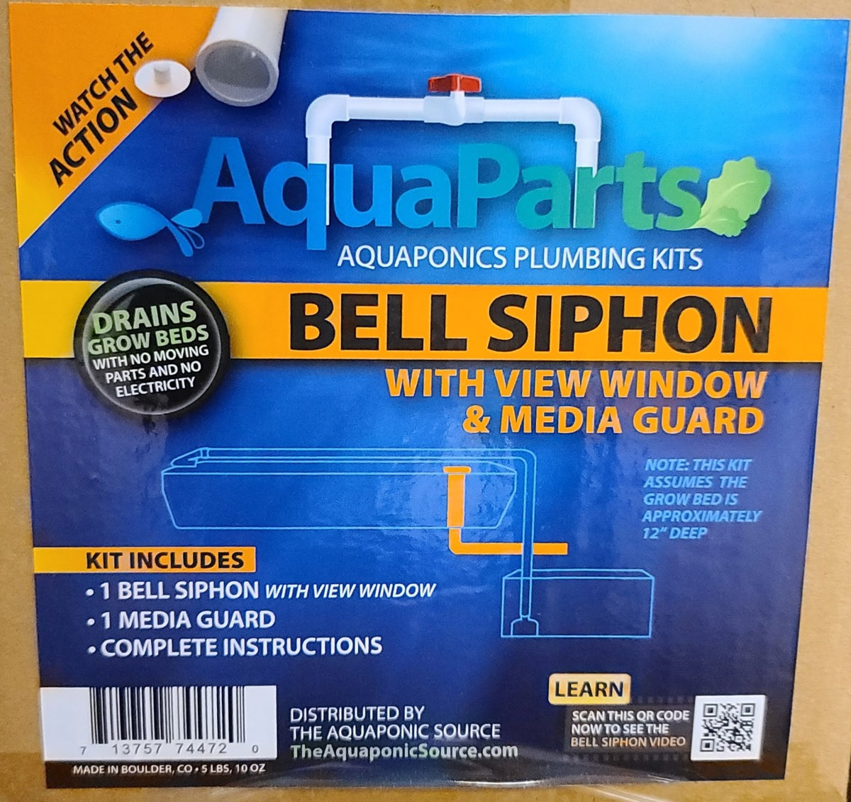 AquaParts 12in Bell Siphon with Media Guard