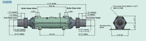 Cupro-Nickel Tube Shell Heat Exchanger 200,000 BTU