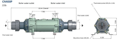 Cupro-Nickel Tube Shell Heat Exchanger 400,000 BTU