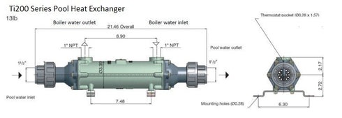 Titanium Pool Heat Exchanger 200,000 BTU