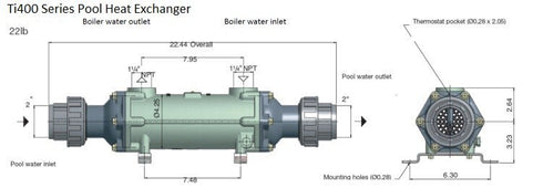 Titanium Pool Heat Exchanger 400,000 BTU