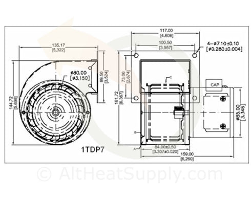 NBK 1TDP7 Blower Compatible with Dayton 1TDP7