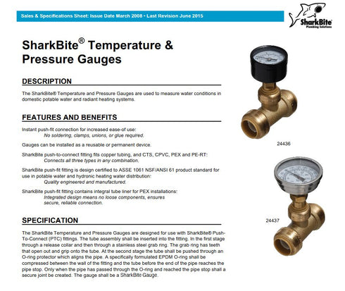 SharkBite 1" Pressure Gauge