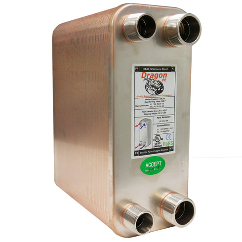 90 Brazed Plate 5"x12" Heat Exchanger 225,000 BTU